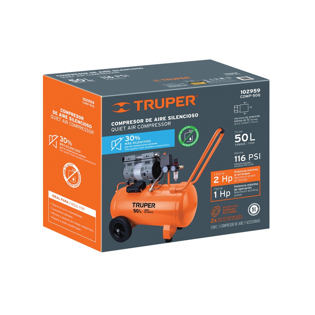 Caja de empaque de repuesto para COMP-50Q, TRUPER CJ-COMP-50Q