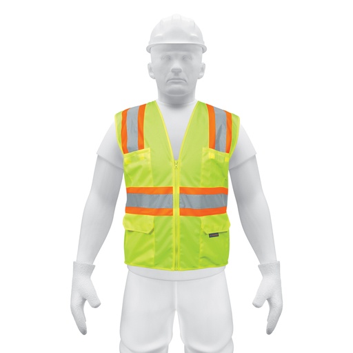 [13476] Chaleco de seguridad verde max visibilidad y 6 bolsas CHS-700V