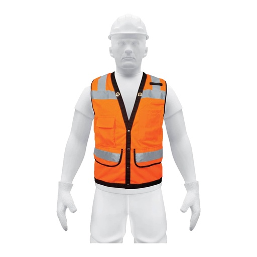 [13481] Chaleco seguridad reforzado naranja con bolsas, EG, EXPERT CHS-800N-XL