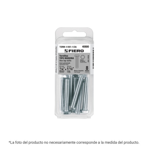 [40803] Blíster con 6 tornillos 5/16' x 1' tipo máquina, FIERO TORM-5/16X1A