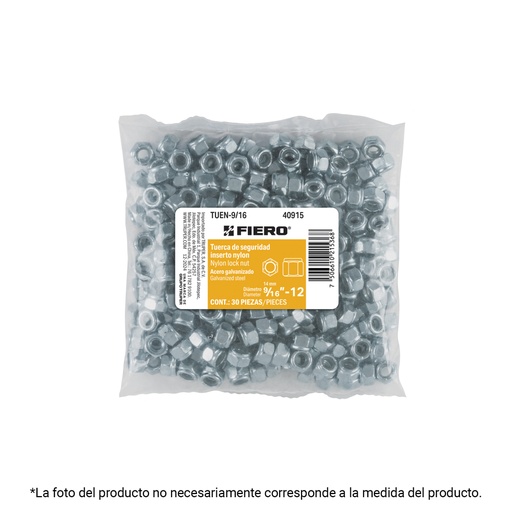 [40910] Bolsa con 250 tuercas de seguridad, 1/4' , FIERO TUEN-1/4