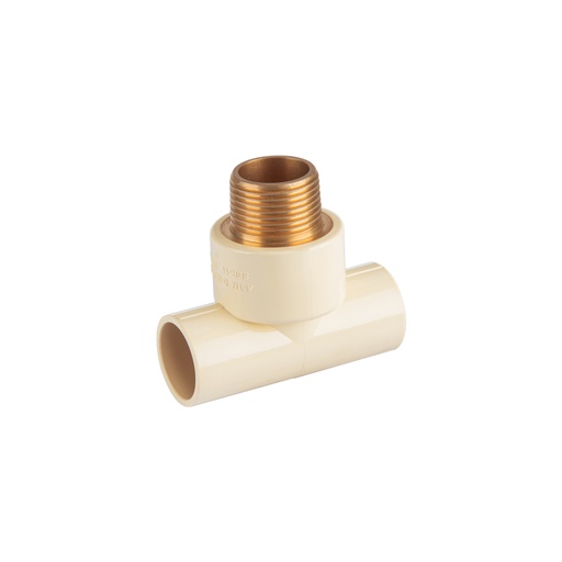 [44914] Tee de CPVC 3/4' rosca central macho inserto latón, FOSET CPVC-714