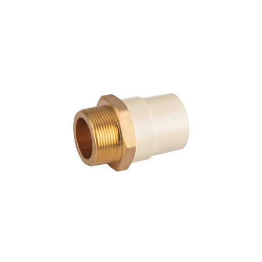 [44918] Adaptador macho de CPVC 1-1/2' con inserto y tuerca de latón CPVC-655