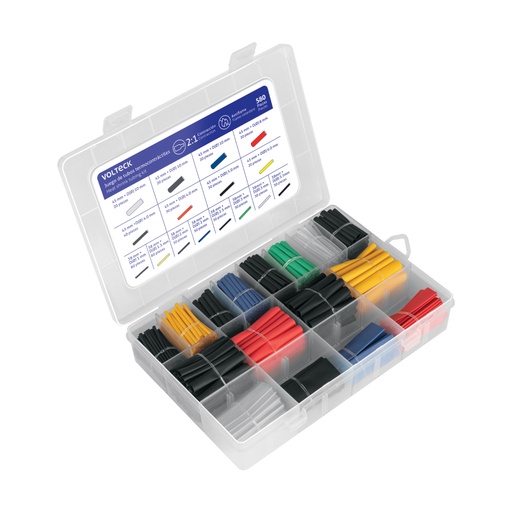 [45367] Estuche con 580 piezas de tubo termocontráctil, VOLTECK TER-580C
