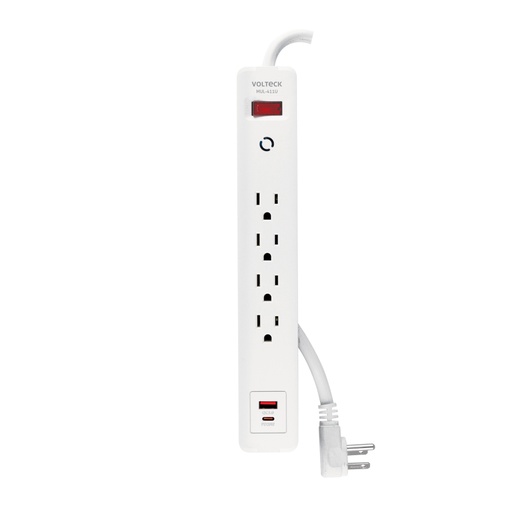 [45664] Multicontacto 4 entradas, 1 USB A + 1 USB C, blanco, VOLTECK MUL-411U