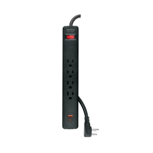 [45665] Multicontacto 4 entradas, 1 USB A + 1 USB C, negro, VOLTECK MUL-411UN