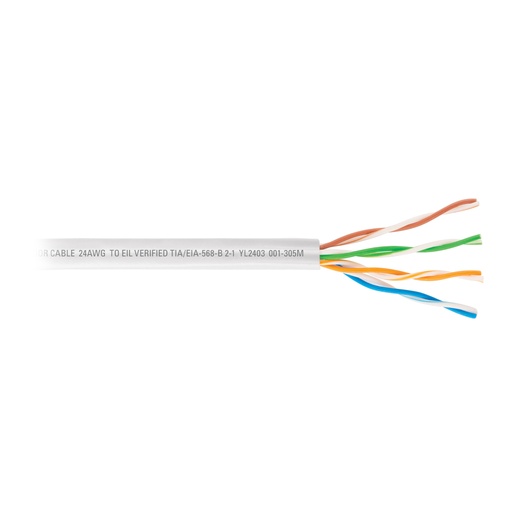 [48389] Metro de cable UTP CAT5E, Bobina de 100m, blanco, VOLTECK CBR-51B