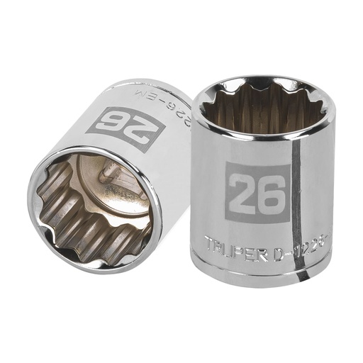 [13540] Dado de 26 mm, 12 puntas, cuadro 1/2', TRUPER D-1226-EM
