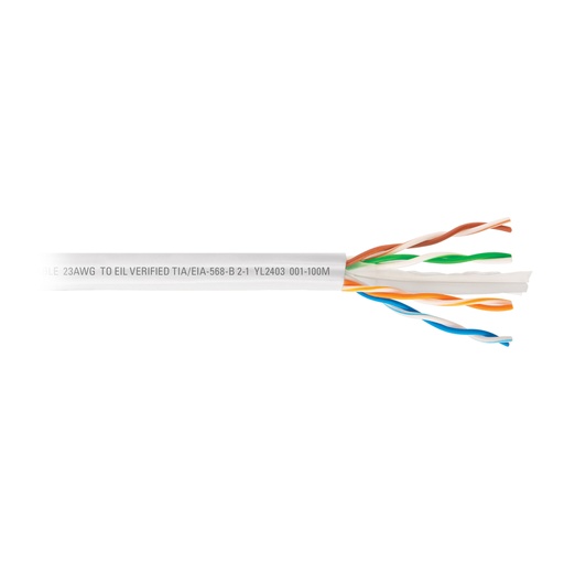 [48449] Metro de cable UTP CAT6, Bobina de 100m, blanco, VOLTECK CBR-61B