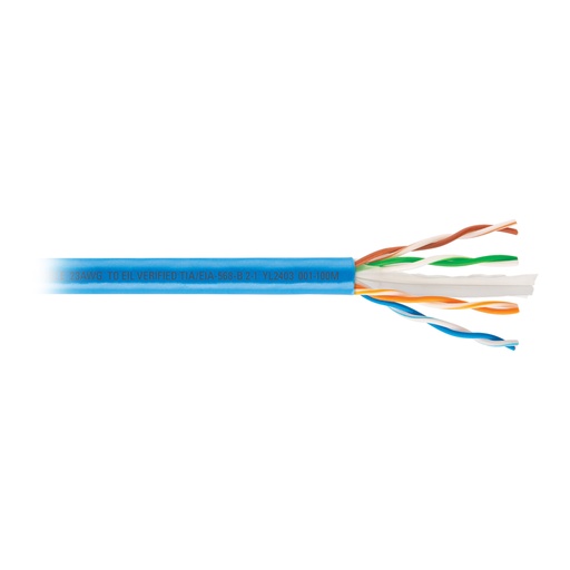 [48468] Metro de cable UTP CAT6, Bobina de 100m, azul, VOLTECK CBR-61A