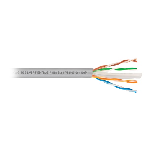 [49444] Metro de cable UTP CAT6, Bobina de 100m, gris, VOLTECK CBR-61G