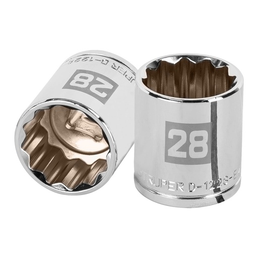 [13542] Dado de 28 mm, 12 puntas, cuadro 1/2', TRUPER D-1228-EM