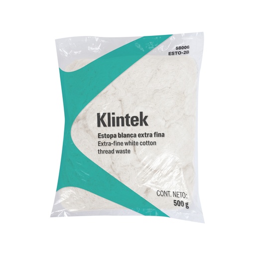 [58006] Bolsa de 1/2 kg de estopa extra fina, color blanco, KLINTEK ESTO-2B