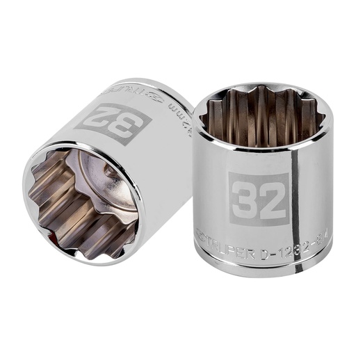 [13545] Dado de 32 mm, 12 puntas, cuadro 1/2', TRUPER D-1232-EM