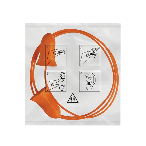 [104116] Tapón auditivo desechable con cordón, caja 100 pz TAC-100