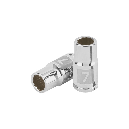 [100979] Dado de 7 mm, 12 puntas, cuadro 1/4', TRUPER D-1407-BM