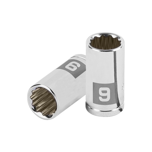 [100981] Dado de 9 mm, 12 puntas, cuadro 1/4', TRUPER D-1409-BM