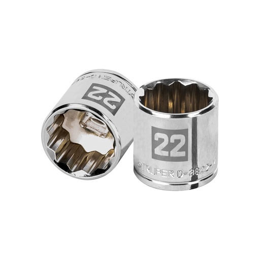 [13642] Dado de 22 mm, 12 puntas, cuadro 3/8', TRUPER D-3822-M