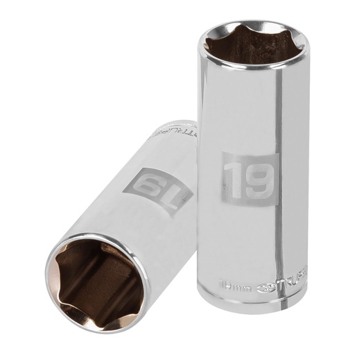 [13779] Dado largo de 19 mm, 6 puntas, cuadro 3/8', TRUPER D-3819-HM-L