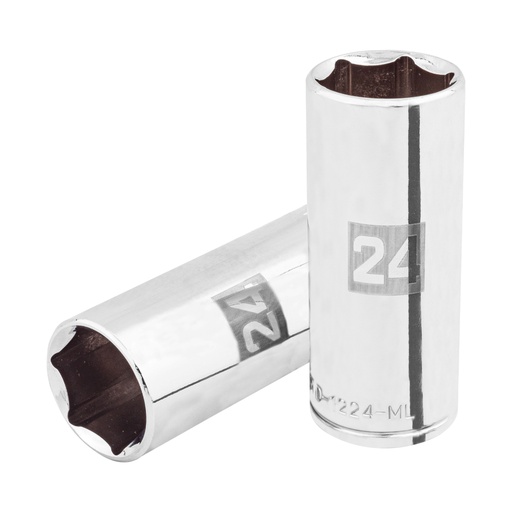 [101012] Dado largo de 24 mm, 6 puntas, cuadro 1/2', TRUPER D-1224-ML