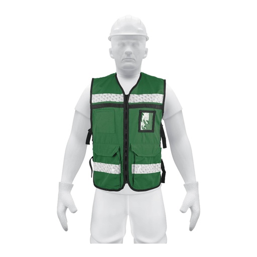 [14664] Chaleco brigadista con cintas reflejantes, color verde CHS-900V
