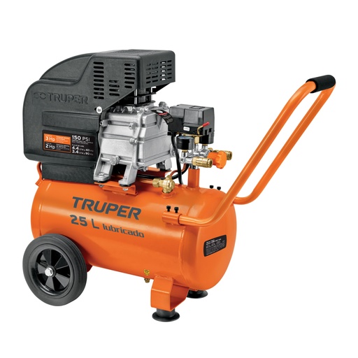 [15006] Compresor lubricado, 25L, 3HP, horizontal, 127V, TRUPER COMP-25LT