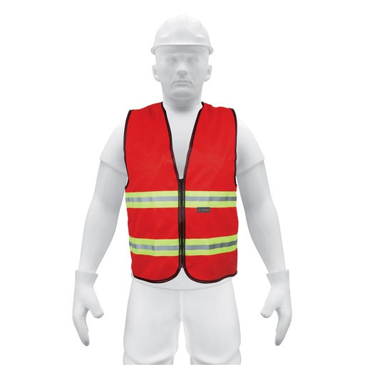 [15417] Chaleco de seguridad rojo alta visibilidad con cierre CHS-600R