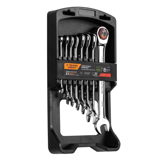 [15817] Juego de 8 llaves combinadas std pulidas con matraca, EXPERT JC-8XP