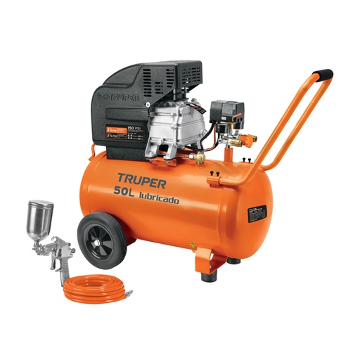 [16095] Kit Compresor lub, 50L, manguera y pistola grav,127V, TRUPER COMP-KIT50
