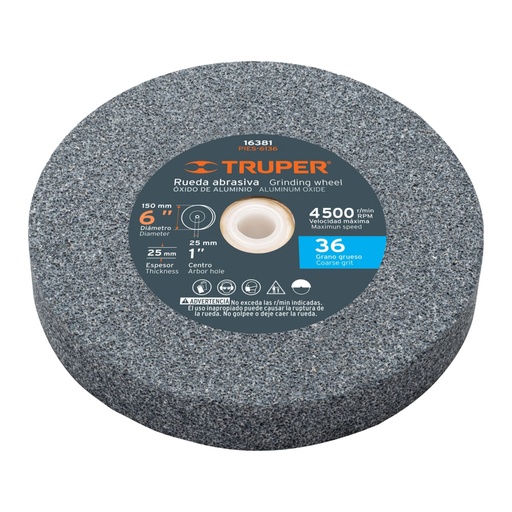 [16381] Rueda abrasiva p/esmeril 6'x25mm, óxido aluminio, grano 36 PIES-6136