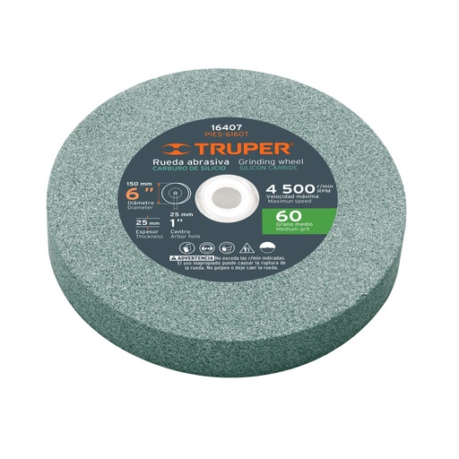 [16407] Rueda abrasiva p/esmeril 6'x25mm, carburo silicio, grano 60 PIES-6160T
