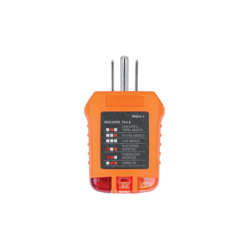 [17241] Probador de tomacorriente, corriente alterna, TRUPER PROCO-C