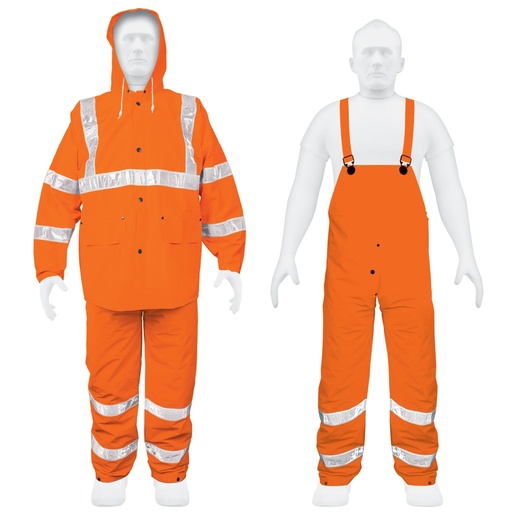 [17409] Conjunto impermeable doble capa naranja con reflejante, G TRA-NAR-L