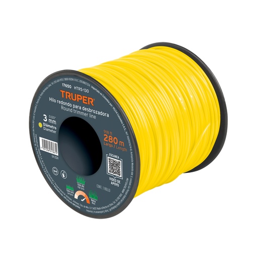 [17650] Hilo redondo, para desbrozadora, 3mm x 280m, carrete, TRUPER HTR5-130