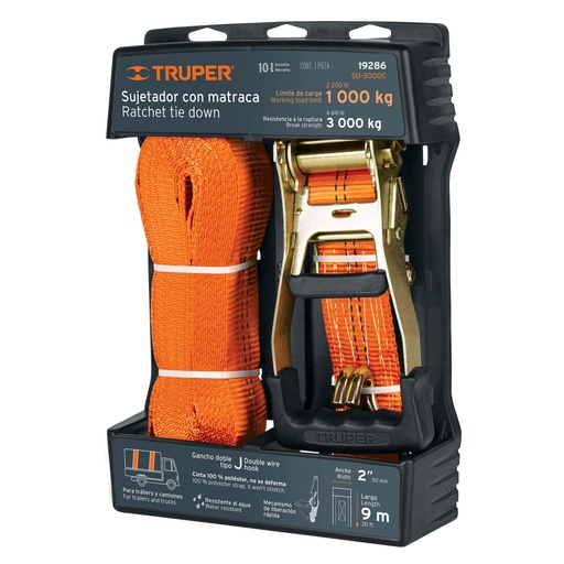 [19286] Sujetador con matraca carga máxima 3000 kg, Truper SU-3000C