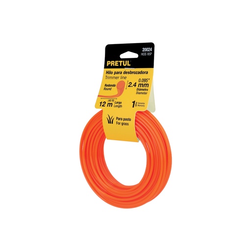 [20024] Hilo redondo, para desbrozadora, 2.4mm x12m, tarjeta, PRETUL HIDE-95P