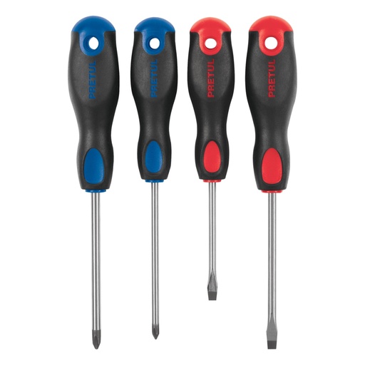 [20218] Juego de 4 desarmadores mango Comfort Grip, PRETUL JD-4BP