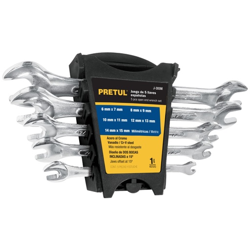 [22001] Juego de 5 llaves españolas mm, PRETUL J-305M