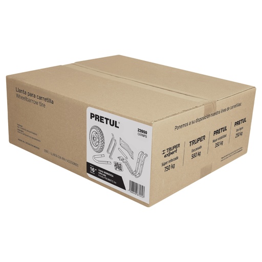 [22650] Caja c/llanta neumática y acc. p/carretilla roja PRETUL CARNPB