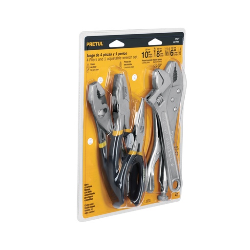[22971] Juego de 4 pinzas y 1 llave ajustable, PRETUL JGO-PIN5