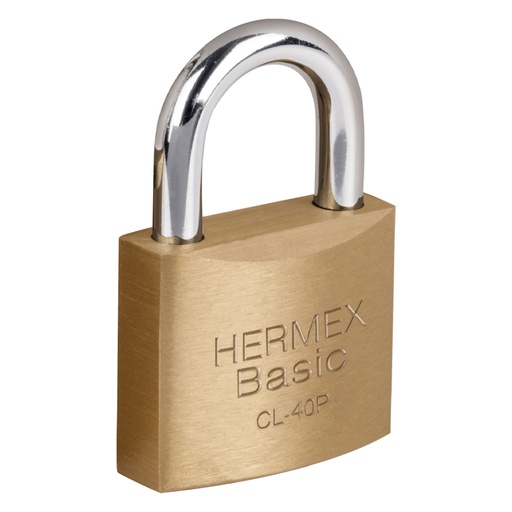 [23515] Candado de latón 40 mm gancho corto en blíster, HERMEX BASIC CL-40P