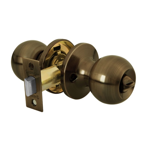 [23662] Cerradura tipo esfera, tubular, baño, antiguo, HERMEX BASIC BALT-LA-BP