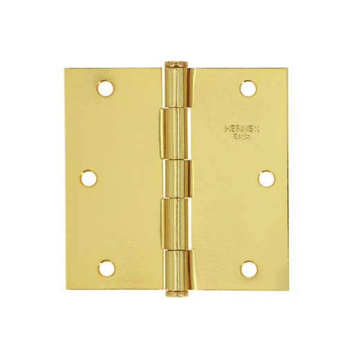 [23685] Bisagra cuadrada 3-1/2',acero latonado, cabeza plana, BASIC BC-351PP