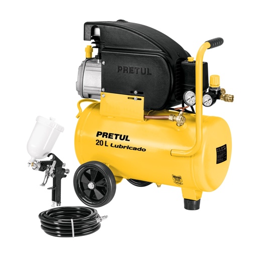 [24079] Kit Compresor lub, 20L, manguera y pistola grav,127V, PRETUL COMP-KIT20P3