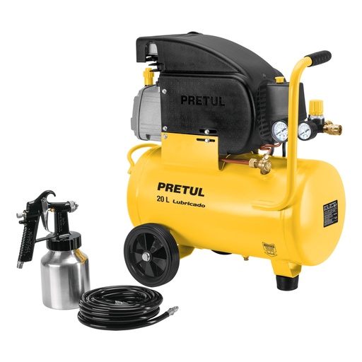 [24357] Kit Compresor lub, 20L, manguera y pistola baja,127V, PRETUL COMP-KIT20P