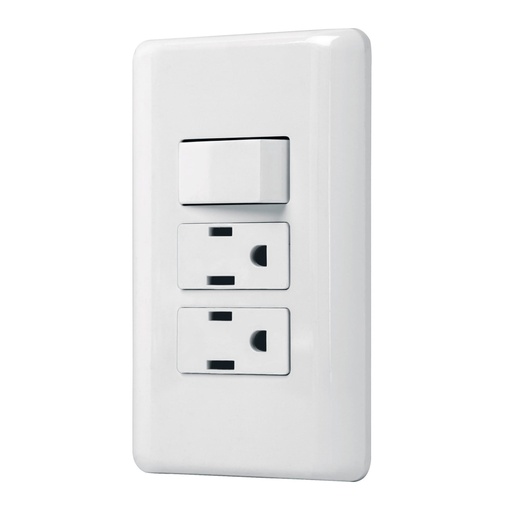 [25079] Placa armada 2 contactos e interruptor sencillo, BASIC PA-APCO-B3