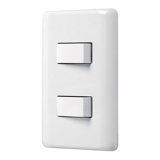 [25080] Placa armada con 2 interruptores sencillos, Volteck Basic PA-APDO-B