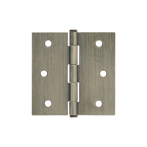 [25103] Bisagra cuadrada 3', latón antiguo, cabeza plana, BASIC BC-302PP