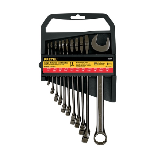 [26077] Juego de 11 llaves combinadas std, acabado gun metal, Pretul J-2011PG
