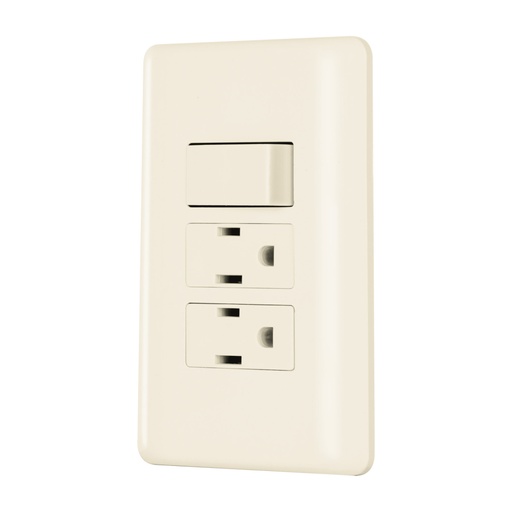 [26633] Placa armada interruptor y 2 contactos, marfil, Basic PA-APCO-B3I
